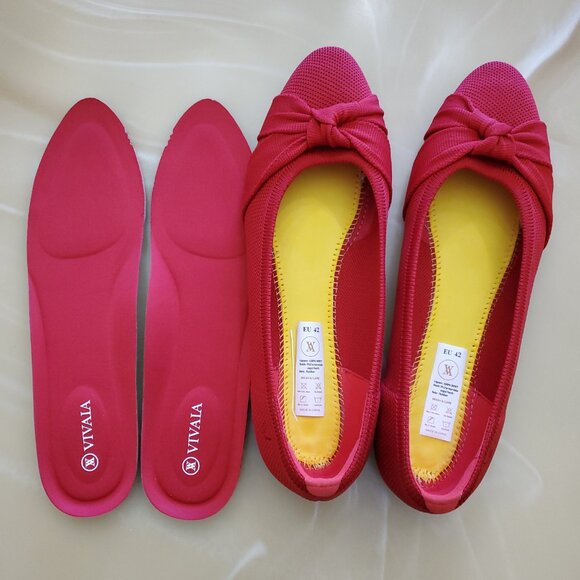 Vivaia Bibi Almond-Toe Knotted Slip On Flats in Red Size 10.5